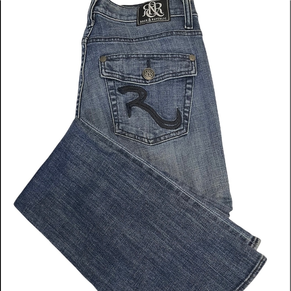 Rock & Republic Women's Kassandra 5 Pocket Blue Jeans Size 10 M Cotton Blend